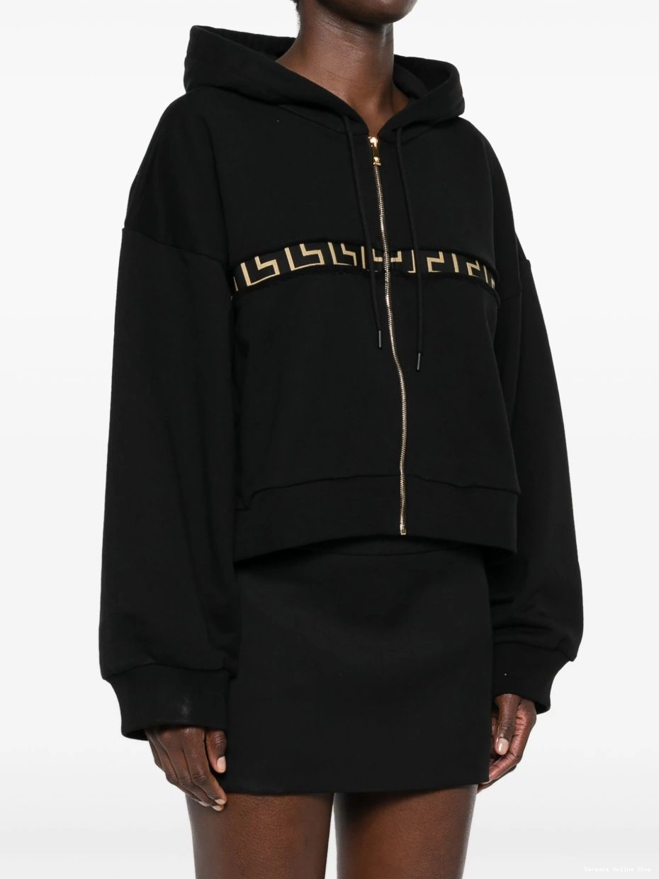 Affordable Versace Greca-detailing Women zip-up hoodie 0723